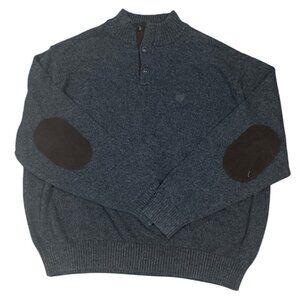 Mens 4XB/4TF Sweater Gray With Brown Corduroy Elbow Patches Timeless Classic‎